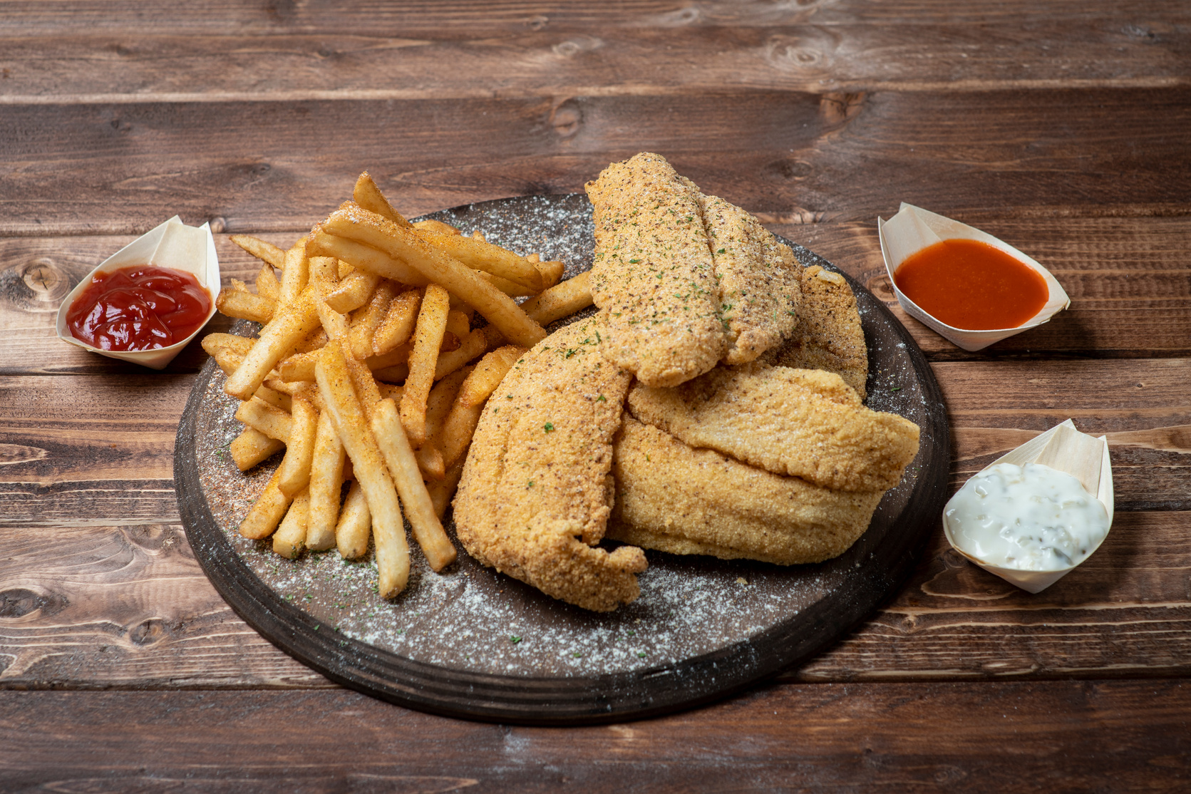 Fried catfish with fries